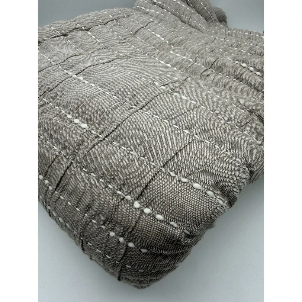 Quince Channel Stitch Pillow Sham Set Standard Taupe 20x26 NWOT Organic Cotton